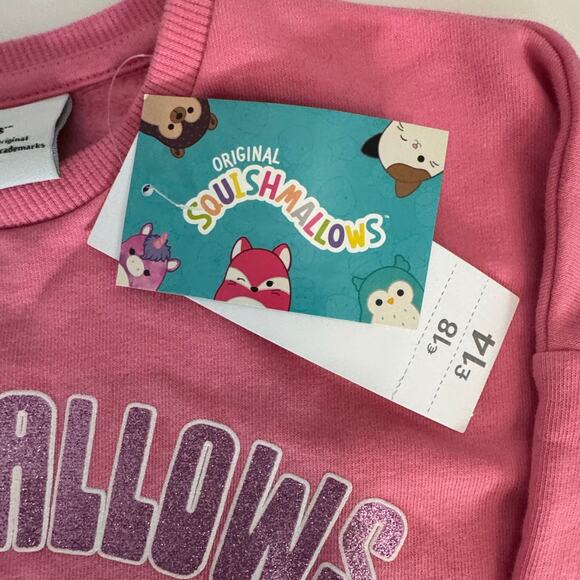 Original SQUISHMALLOWS NWT "SQUISHMALLOWS NO. 1 FAN" Pink Youth 7/8 M - Picture 4 of 5
